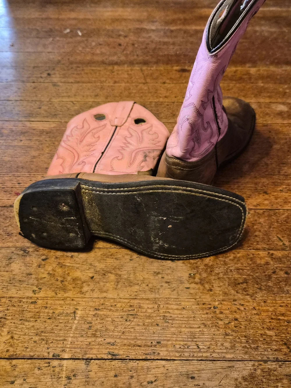 Ole West Pink & Brown Western Boots Little Girls Size 2–3